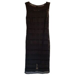 ELLEN TRACY Slimming Black Crochet Dress Sz 4 Whimsigoth Romantic Night Out EUC